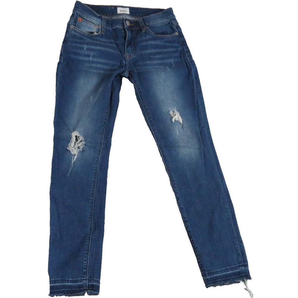 Hudson Natalie Skinny Jeans Women 26 Blue Released Hem Distressed Mid Rise Ankle